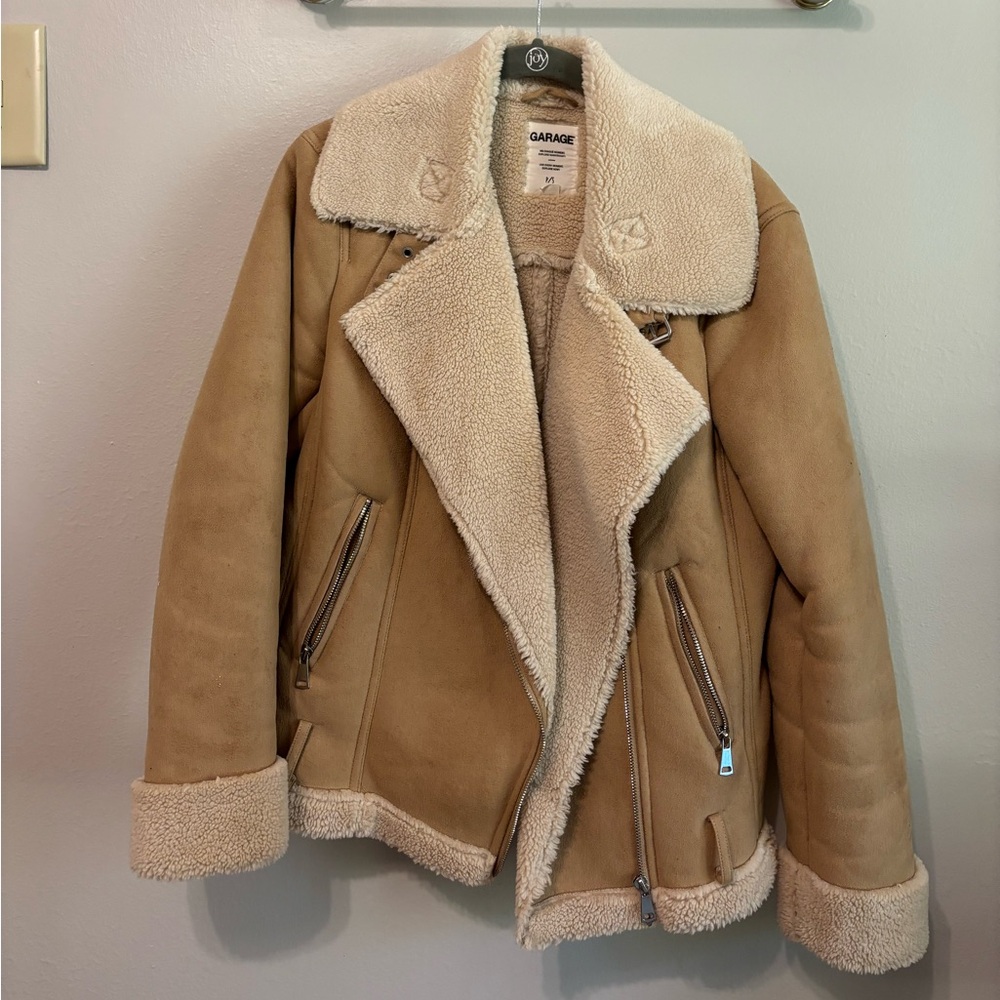 Garage Sherpa Suede Camel Color Jacket